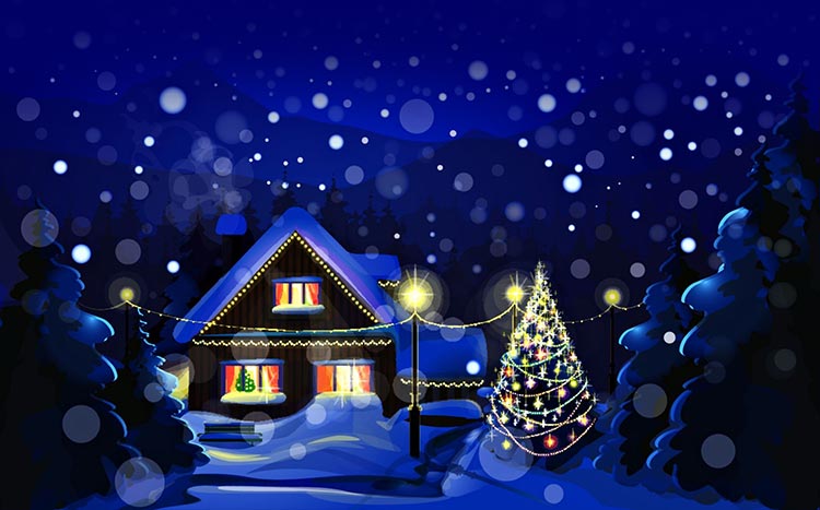 Snow House Christmas Night Stationery | ID#: 20218 | eStationery.com