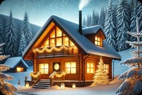 Animated Cozy Winter Cabin Stationery, Backgrounds