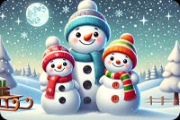 Cheerful Snowman Family - Festive Email Stationery Stationery, Backgrounds