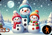 Animated: Cheerful Snowman Family - Festive Email Stationery Stationery, Backgrounds