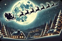 Santa's Moonlit Journey - Holiday Email Stationery Stationery, Backgrounds