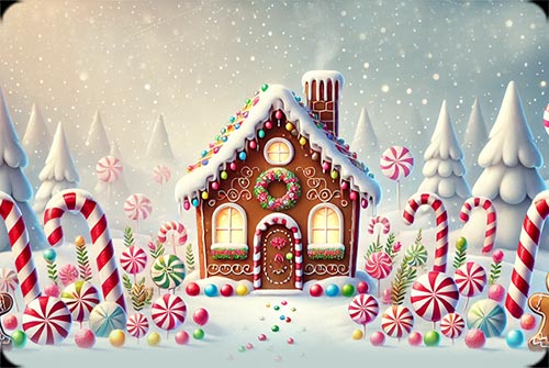 Whimsical Gingerbread House Wonderland - Festive Email Stationery Stationery, Backgrounds