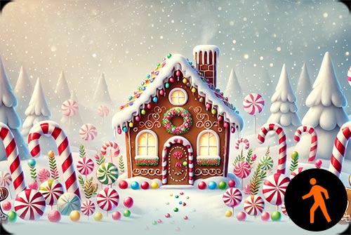 Animated: Whimsical Gingerbread House Wonderland - Festive Email Stationery Stationery, Backgrounds