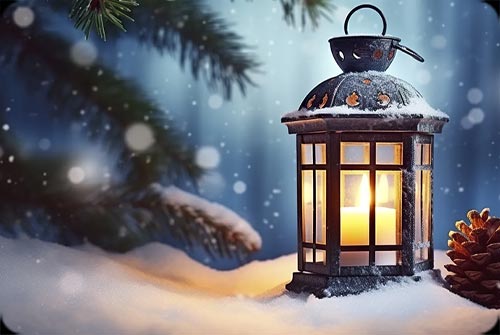 Warm Lantern Glow - Tranquil Winter Email Stationery Stationery, Backgrounds