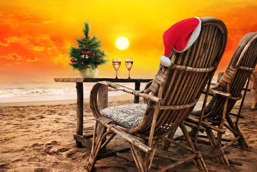 Christmas By The Beach - Festive Email Stationery Stationery, Backgrounds