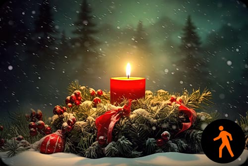 Animated: Candlelit Christmas Wreath - Peaceful Holiday Email Stationery Stationery, Backgrounds