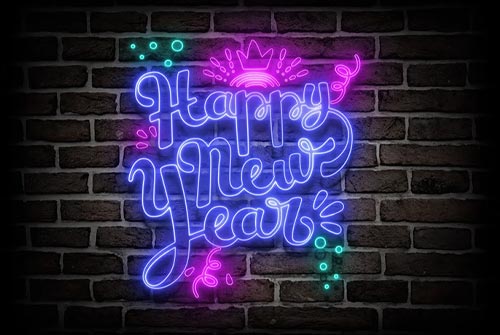 Bright Neon Celebration - New Year Email Stationery Stationery, Backgrounds